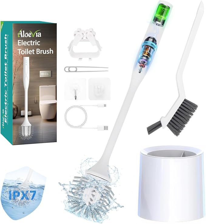 Electric Toilet Brush with Holder, Ultra Quiet & Powerful Scrubbing, IPX7 by Unknown