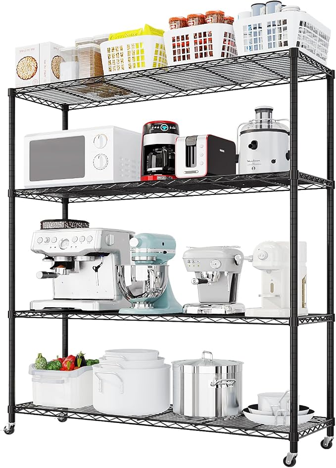4 Tier Storage Racks Shelving, Heavy Steel Pantry Shelves, Adjustable Wire by Unknown