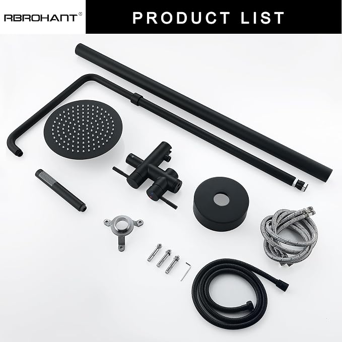 RBROHANT Freestanding Outdoor Shower Black, Height Adjustable Outside Showers - Image 7
