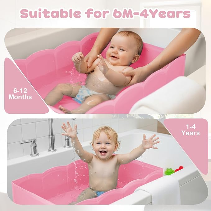 Collapsible Baby Bathtub for Shower, Reinforced Structure Infant Foldable Bath - Image 2