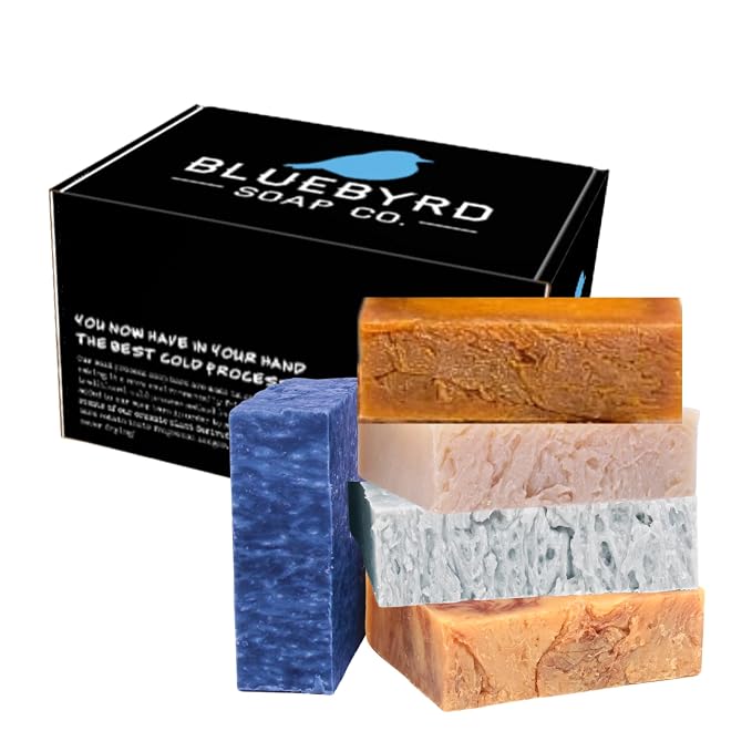 BLUEBYRD SOAP Men's Natural Bar Soap Gift Set | Masculine Soap Bars Variety Pack by Bluebyrd+Soap+Co.
