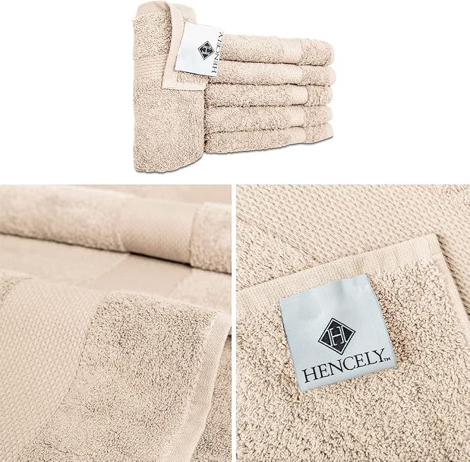 Hencely Premium 6-Pack Washcloths 12x12 Inches Soft Turkish Cotton High - Image 3