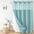Extra Long No Hooks Needed Linen Textured Shower Curtain by EACHOPE