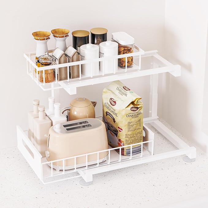 2 Pack Under Sink Organizer, Heavy Duty Metal Slide Out Sink Shelf Organizer - Image 7