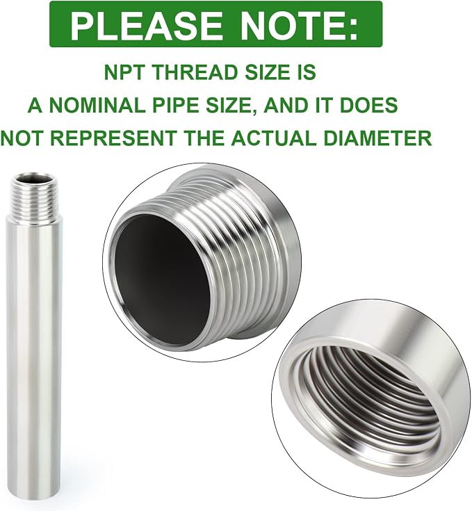 TAISHER 2PCS Stainless Steel Pipe Fittings, 1/4" NPT Male x 1/4" NPT Female - Image 3