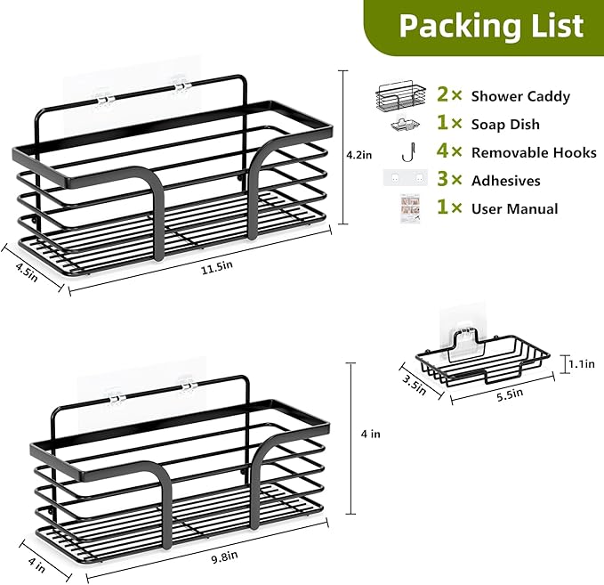 Shower Caddy, Adhesive Shower Organizer - Image 2