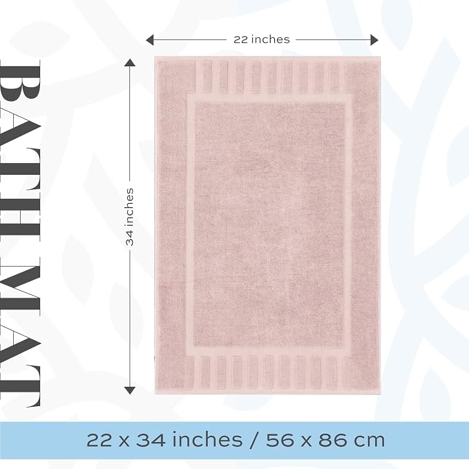 White Classic Luxury Bath Mat Floor Towel Set - Image 4