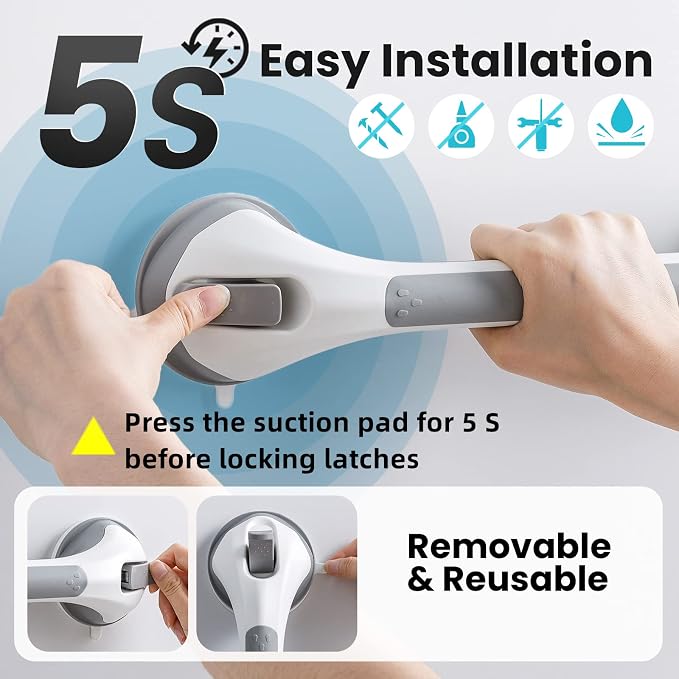 TAILI Grab Bars for Bathtubs and Showers 2 Pack Suction Grab Bar, Heavy Duty - Image 7