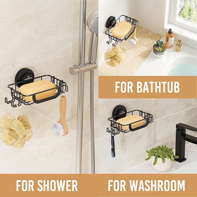LEVERLOC Soap Holder Dish with Hooks - Image 3
