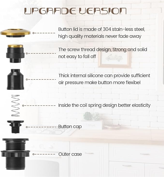 Garbage Disposal Air Switch Kit Sink Top Waste Disposal Stainless Steel Golden - Image 2
