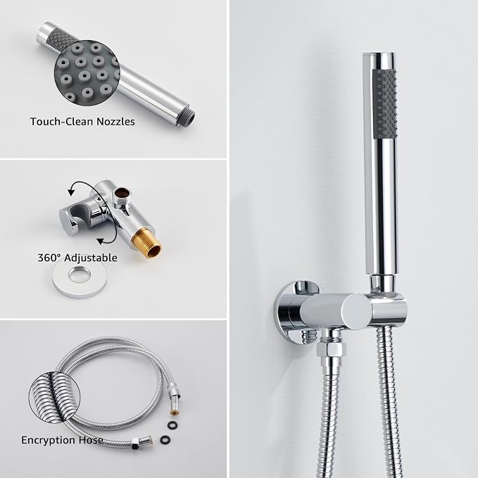 Iriber Chrome Shower System Wall Mounted Shower Faucet Mixer Set - Image 5