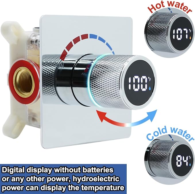 Digital Display Shower Valve Shower Valve Single Way Shower Diverter Valve - Image 3