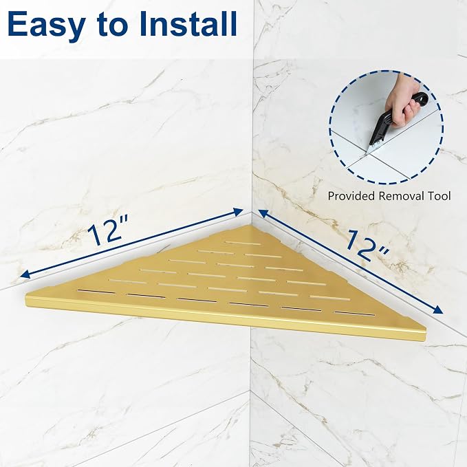 Corner Shower Shelves, 12” Recessed Tile Shower Shelf, 304 Stainless Steel - Image 5