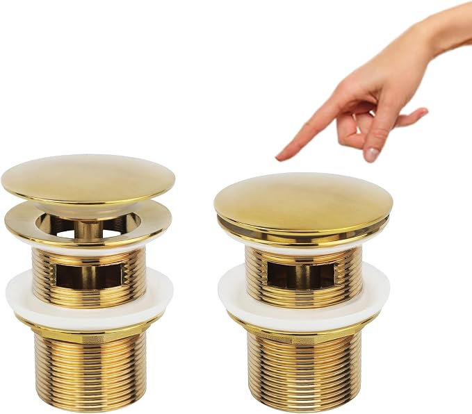 Brushed Gold Freestanding Bathtub Drain Stopper, Compatible - Image 4