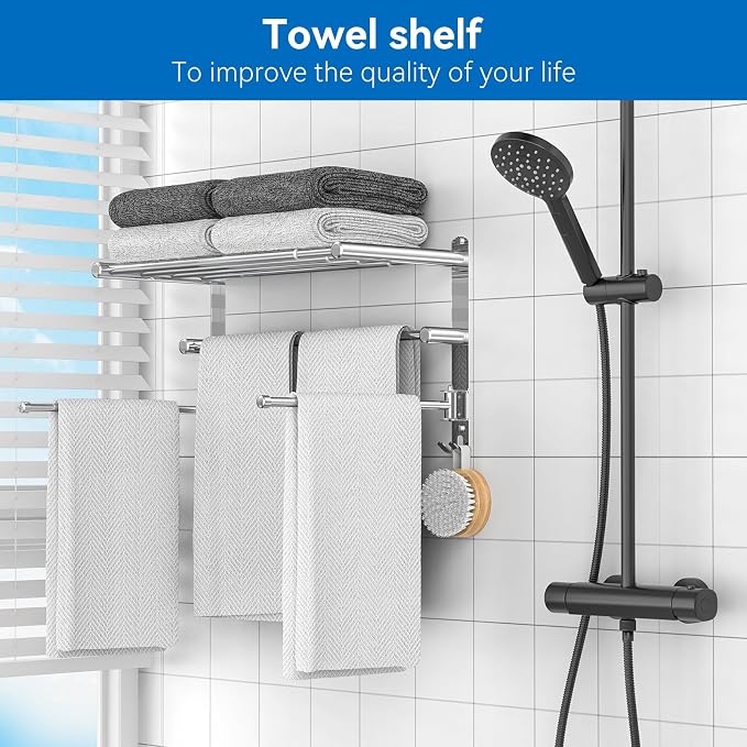 Retractable Towel Rack for Bathroom Stainless Steel Extendable Towel Shelf - Image 5