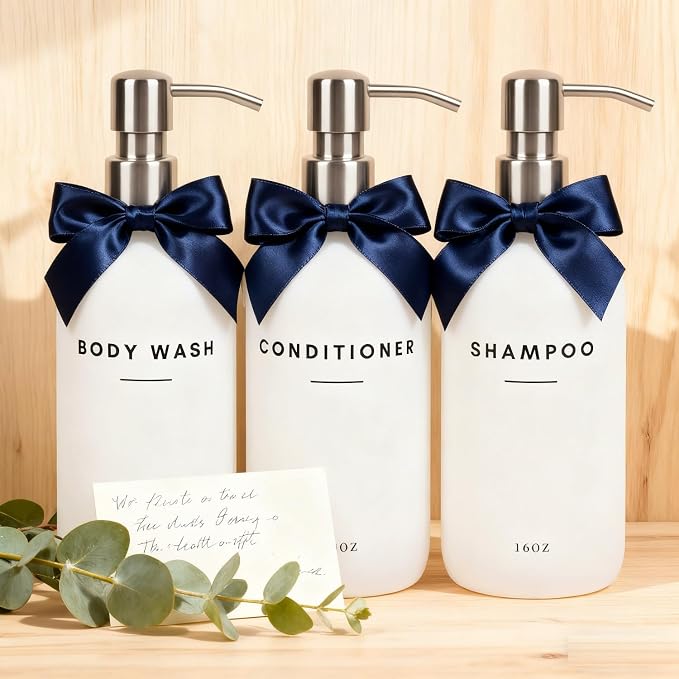Set of 3 Shampoo and Conditioner Dispenser - 16oz Durable Shower Soap Dispenser - Image 5
