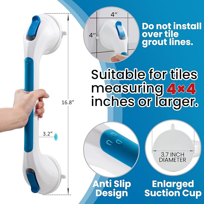 TAILI Shower Grab Bar 2 Pack Suction Grab Bars - Image 5