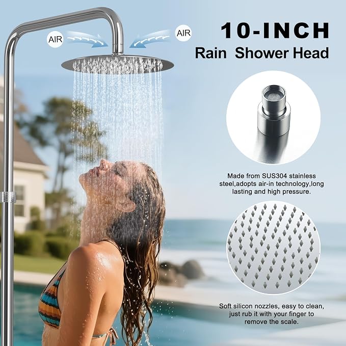 RBROHANT Freestanding Outdoor Shower Chrome, Height Adjustable Outside Showers - Image 4