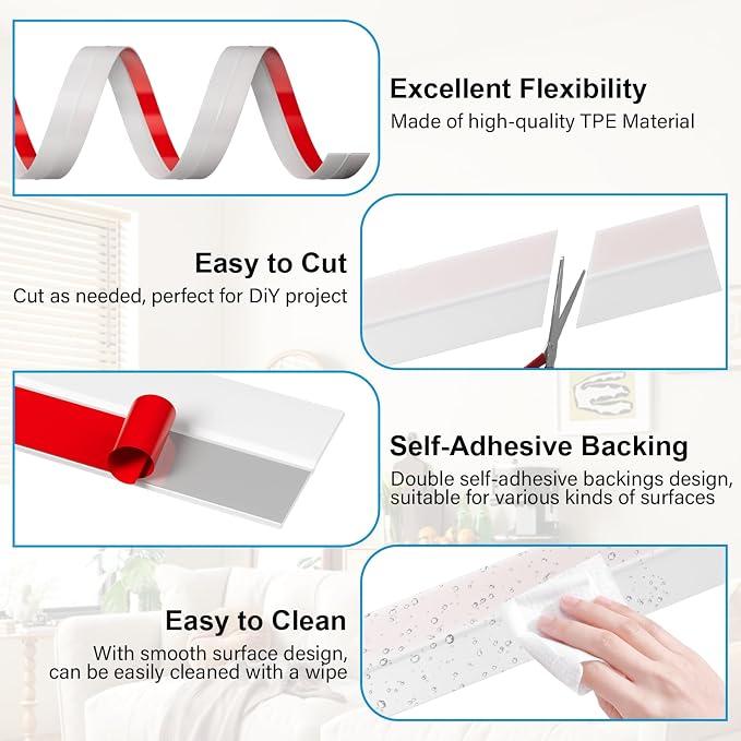 2Inch x 20FT Door Weather Stripping, Door Draft Stopper Silicone Seal Strip - Image 3