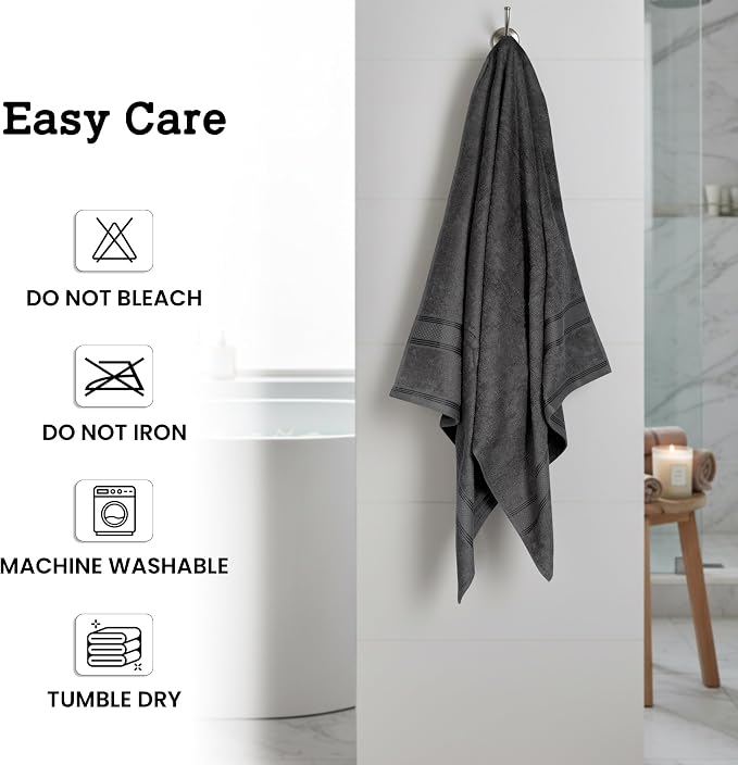 Casa Lino Charcoal Black Bath Towels Set of 4 - Image 7