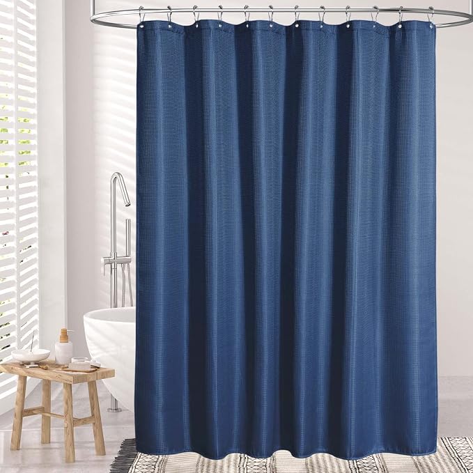 AmazerBath Waffle Shower Curtain Heavy Duty 240GSM, Hotel Quality, Bathroom - Image 4