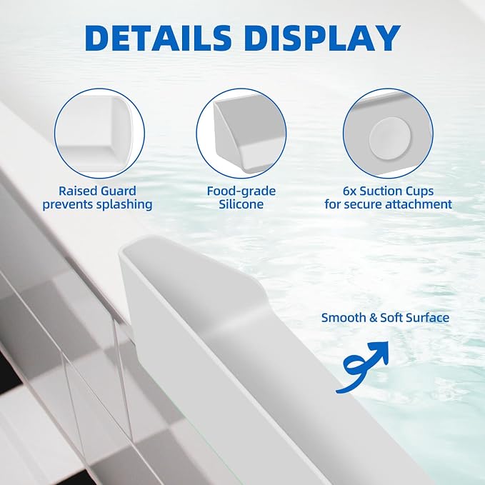 Splash Guard for Bathtub, 3.8" x 3.6" Silicone Bath Tub Splash Guard - Image 3