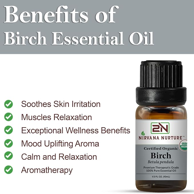 Birch Essential Oil USDA Certified Organic, 100% Pure Natural Premium Grade - Image 3
