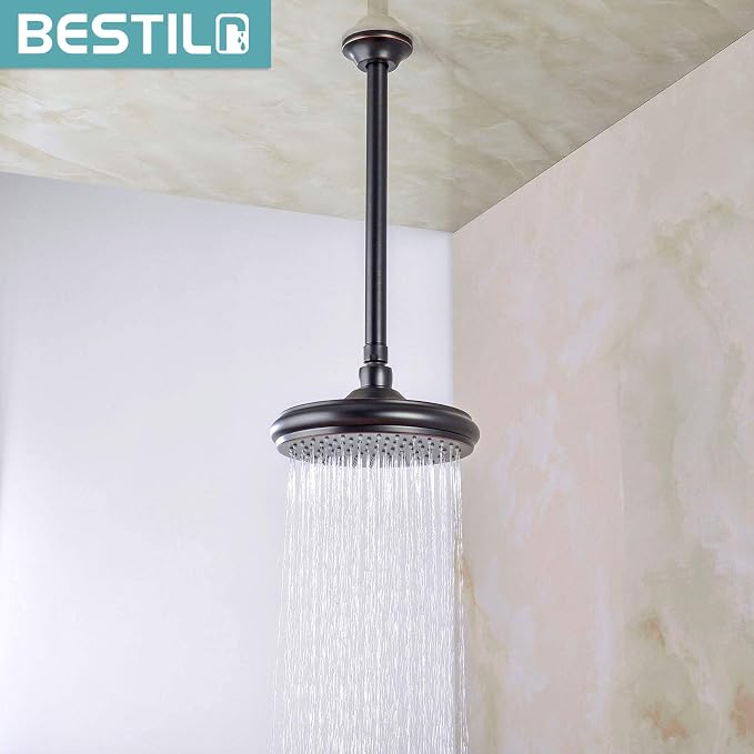 BESTILL 12 Inch Ceiling Mount Rain Shower Head Arm and Flange, Oil Rubbed Bronze - Image 3