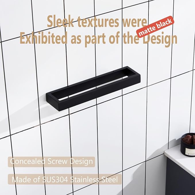 KOKOSIRI Towel Bar Matte Black Hand Towel Holder 12-Inch Kitchen Rack Stainless - Image 5