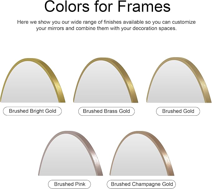 Recessed Medicine Cabinet, Brushed Brass Gold Arched Medicine Cabinet - Image 4