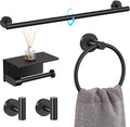 TQKAG 5 Piece Bathroom Towel Bar Holder Sets Matte Black Bathroom Hardware Set by TQKAG