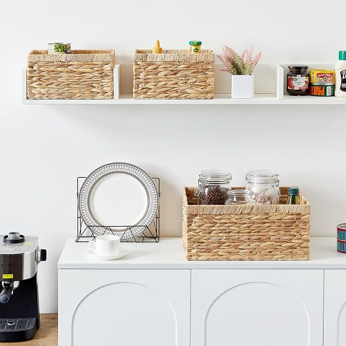 Vagusicc Wicker Basket, Water Hyacinth Wicker Storage Basket Bins - Image 4