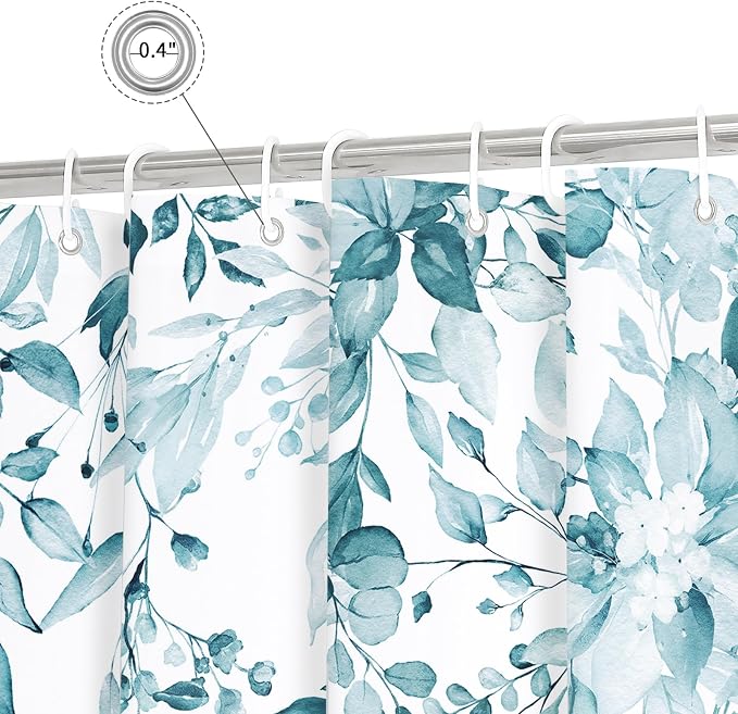 Gibelle Small Stall Shower Curtain 36 x 72, Narrow Half Spa Blue Floral Shower - Image 5