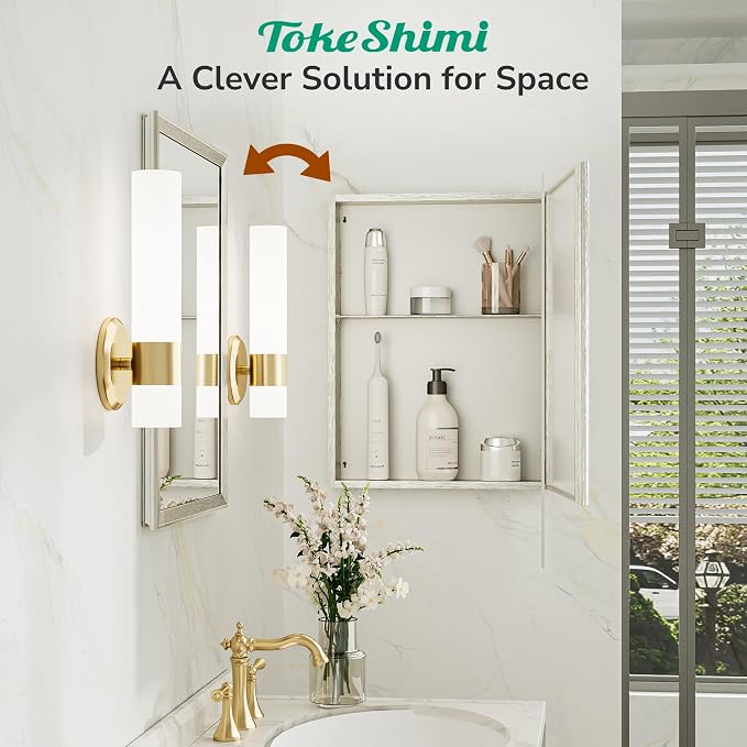 TokeShimi 14 x 18 Medicine Cabinet Mirror, Assembly Required, Brushed Nickel - Image 7
