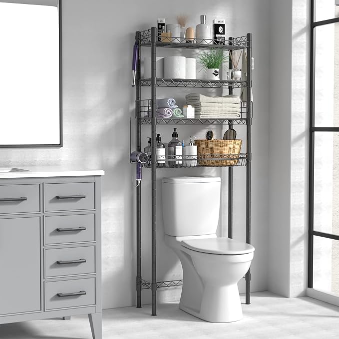 4-Tier Toilet Shelf Storage, Bathroom Organizer Shelves Over Toilet Storage - Image 2