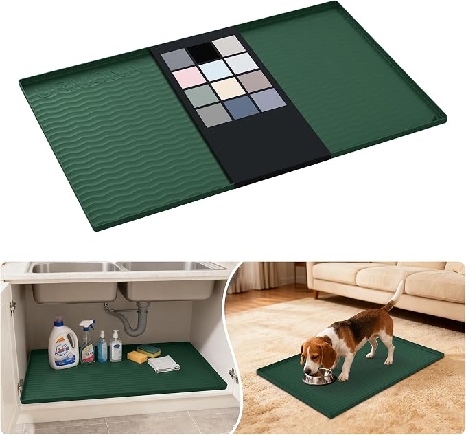 URMONA Waterproof Silicone Under Sink Mat 34'' x 22'' Shelf Liner by URMONA
