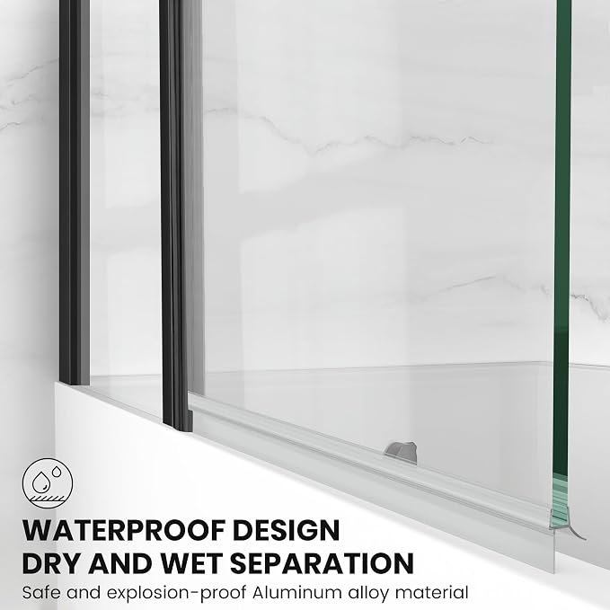 Bathroom Shower Glass Door, Tub Shower Glass Door 43”*58” Screen Panel Tempered - Image 8
