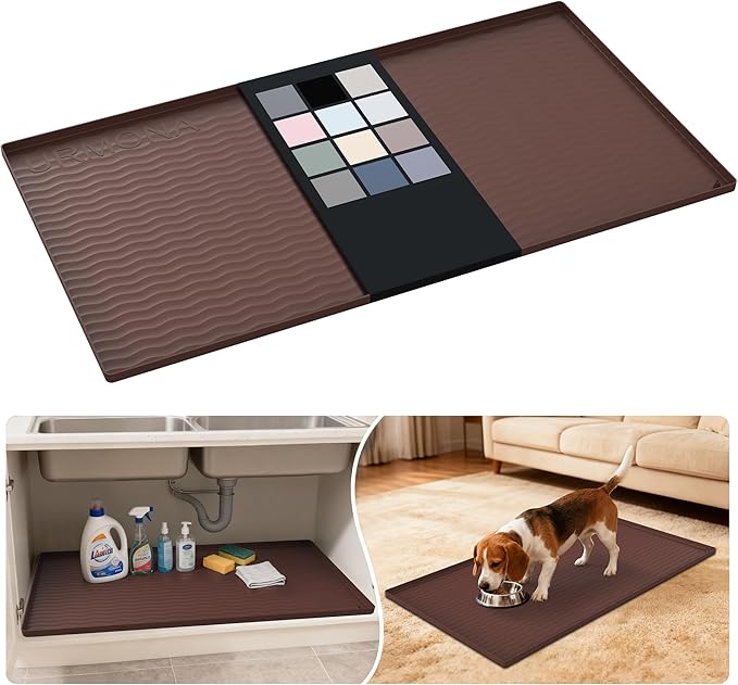URMONA Waterproof Silicone Under Sink Mat 40'' x 22'' Shelf Liner by URMONA