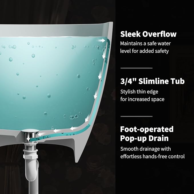 Abruzzo 67“ Solid Surface Freestanding Bathtub, Egg Shell Shaped Stone Resin - Image 7
