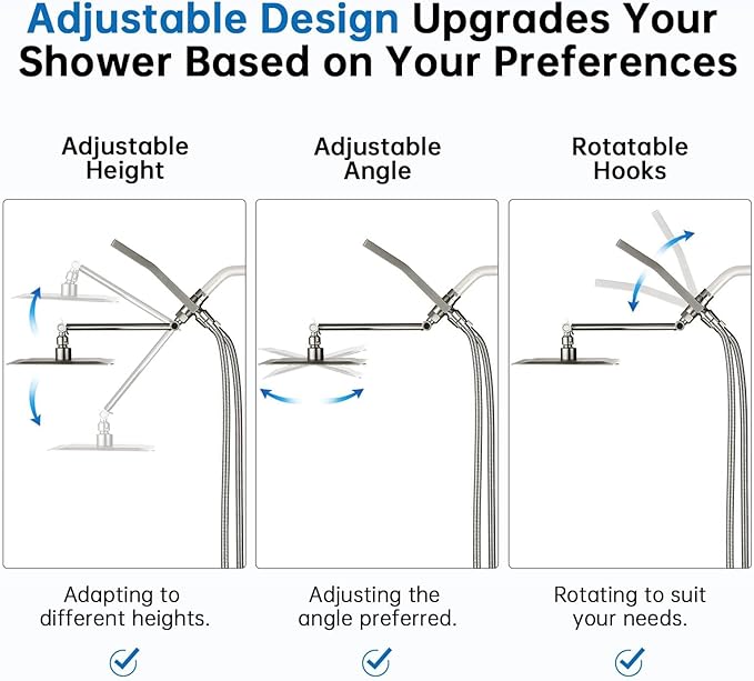 G-Promise All Metal 8 Inch Dual Square Shower Head - Image 5