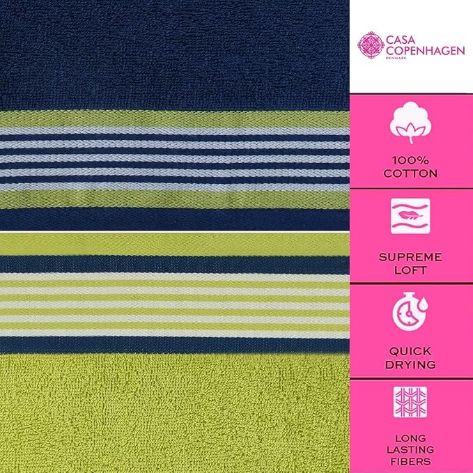 CASA COPENHAGEN He & She 6 Pieces Towel Set- California Blue + Green, 550 GSM 2 - Image 4