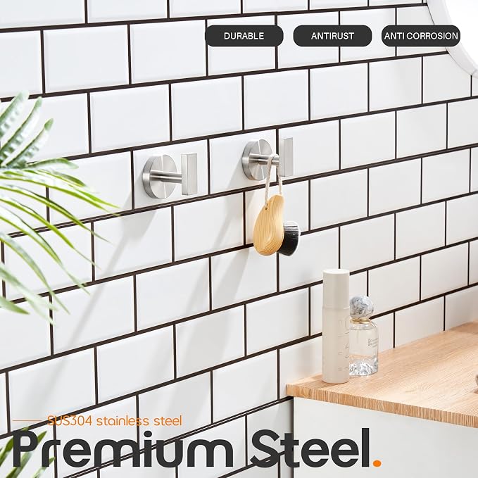Robe Hook Brushed Nickel Bath Towel Hooks Stainless Steel Wall Hooks - Image 2