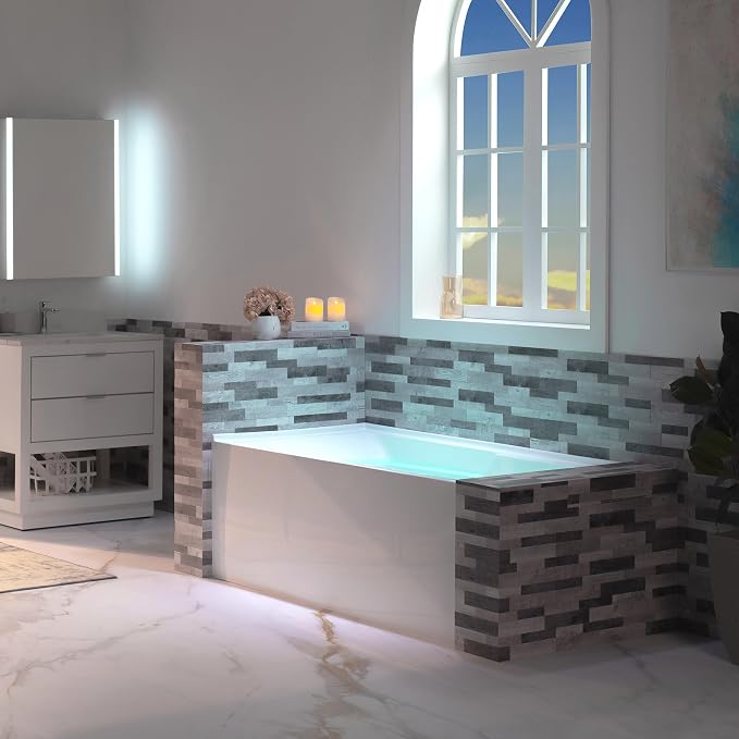 WOODBRIDGE 60" Acrylic Rectangular Alcove Soaking Bathtub in White - Image 11