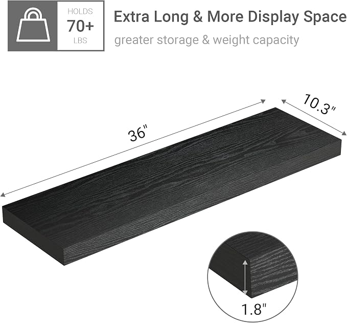 Vivelove Black Floating Shelves - Image 3