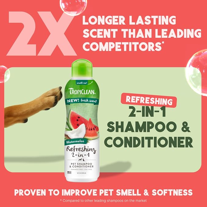 TropiClean Watermelon Refreshing 2-in-1 Cat & Dog Shampoo and Conditioner | Cat - Image 3
