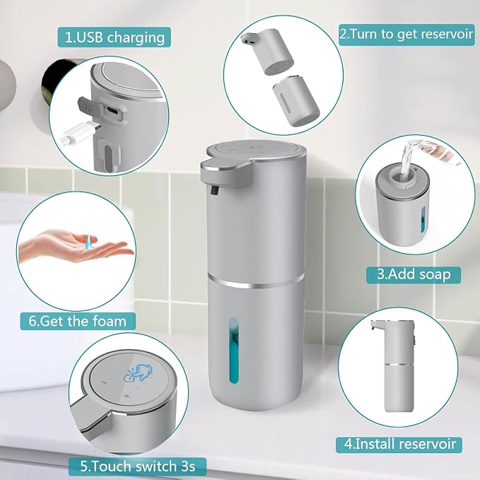 Automatic Liquid Soap Dispenser, Touchless Hand Soap Dispenser USB - Image 4