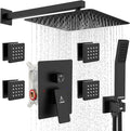 Shower System 12IN Modern Rain Brass Faucet Set by JQBQS