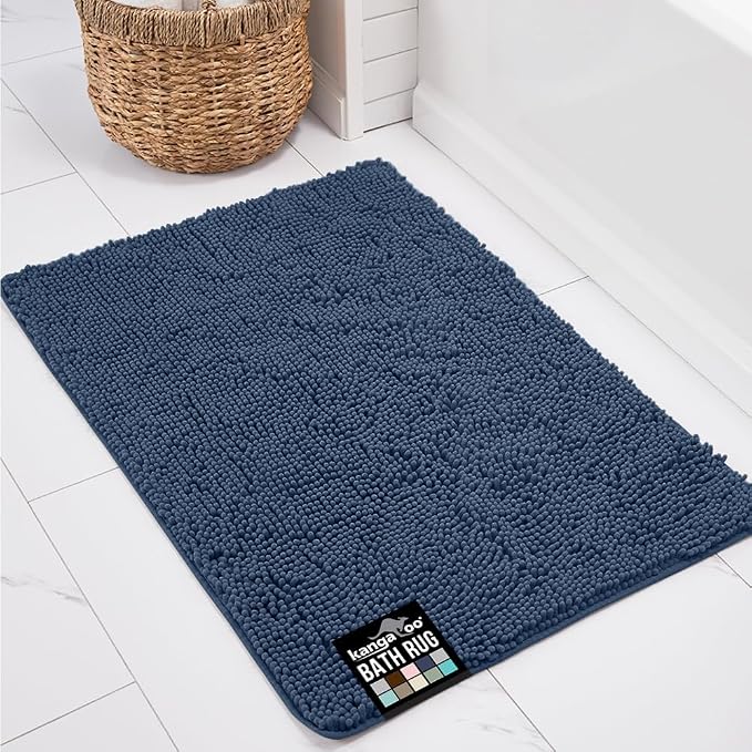KANGAROO Bathroom Rugs, Chenille Soft Absorbent Bath Rug, Shaggy Shower Mat by Kangaroo