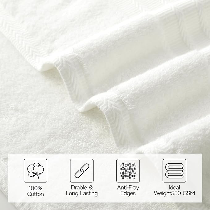 REDKISS Cream Towel Set of 8-100% Cotton Luxury Bath Towels Set - Image 6