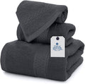 DAN RIVER 100% Ring Spun Cotton 3-Piece Towel Set, Dark Gray, Bath Towel by DanRiver